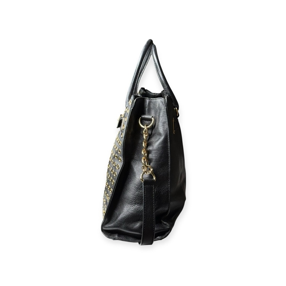 Michael KORS 𖦹 Limited Edition Grommet Large NS Satchel Handbag 𖦹 Black Leather - Picture 5 of 16